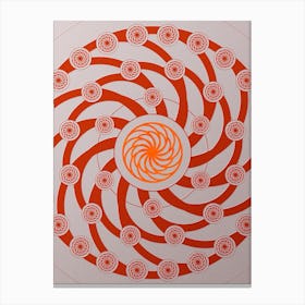 Geometric Glyph Circle Array in Tomato Red n.0074 Canvas Print