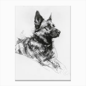 Norwegian Buhund Dog Charcoal Line 1 Canvas Print