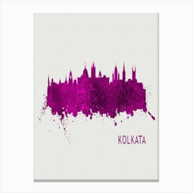 Kolkata India City Purple Canvas Print