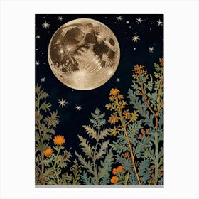 Landscape Moon In Forest Style William Morris 1 Canvas Print