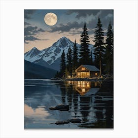 Cabin By The Lake Canvas Print