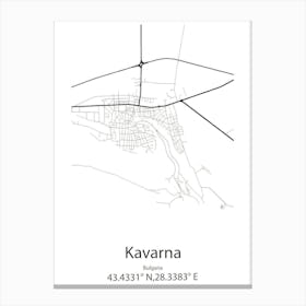 Kavarna,Bulgaria Minimalist Map Canvas Print