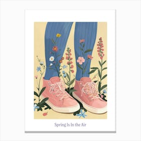 Spring In In The Air Pink Sneakers And Flowers 1 Canvas Print