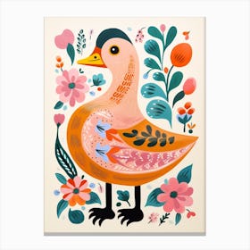 Pink Scandi Duck 4 Canvas Print