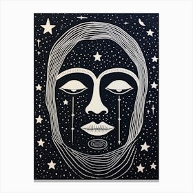 Zodiac Black & White Face Illustration 4 Canvas Print