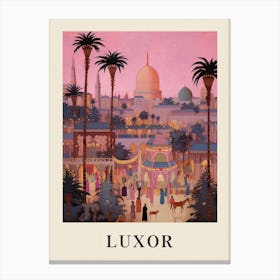 Luxor Egypt Vintage Pink Travel Illustration Poster Canvas Print