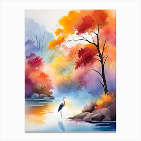 Heron In Autumn 3 Canvas Print
