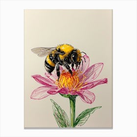 Bee On A Flower Canvas Print