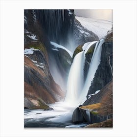 Stalheimskleiva Waterfall, Norway Realistic Photograph (2) Canvas Print