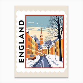 Retro Winter Stamp Poster Oxford United Kingdom 2 Canvas Print
