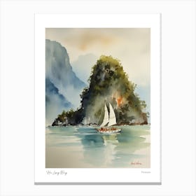 Ha Long Bay, Vietnam 3 Watercolour Travel Poster Canvas Print