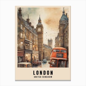 London Travel Poster Vintage United Kingdom Painting (12) Canvas Print