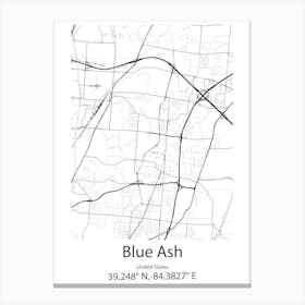 Blue Ash,United States Minimalist Map 1 Canvas Print