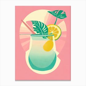 Planters Punch Retro Pink Cocktail Poster Canvas Print
