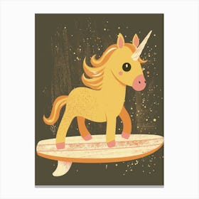 Unicorn On A Surfboard Muted Pastels 3 Canvas Print