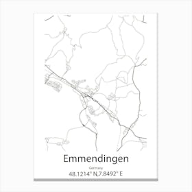 Emmendingen,Germany Minimalist Map Canvas Print