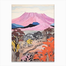Mount Kilimanjaro Tanzania 3 Colourful Mountain Illustration Canvas Print