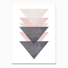 Pink Grey and Black Cotton Texture Abstract Triangles Canvas Print