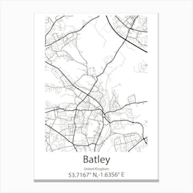 Batley,United Kingdom Minimalist Map Stampe su tela