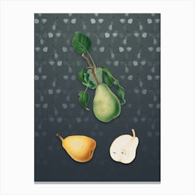 Vintage Winter Citron Botanical on Slate Gray Pattern n.1997 Canvas Print