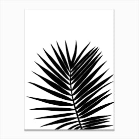 Tropical Palm Leaf Silhouette Black and White Canvas Print