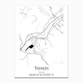 Trencin,Slovakia Minimalist Map Canvas Print