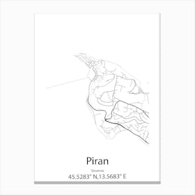 Piran,Slovenia Minimalist Map Canvas Print