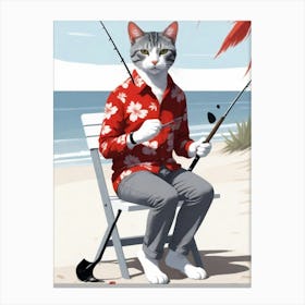 Cat Fishing Canvas Print