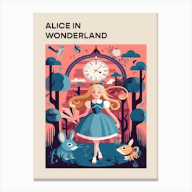 Alice In Wonderland Retro Poster Canvas Print