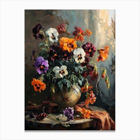Baroque Floral Still Life Wild Pansy 1 Canvas Print