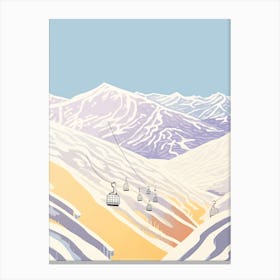 Hakuba Valley   Nagano, Japan, Ski Resort Pastel Colours Illustration 2 Canvas Print