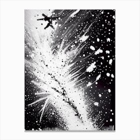 Falling, Snowflakes, Black & White 5 Canvas Print