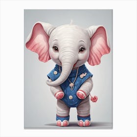 Cute Baby Elephant Nursery Ilustration (33) Canvas Print