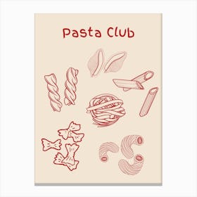 Pasta Club Poster Red Canvas Print