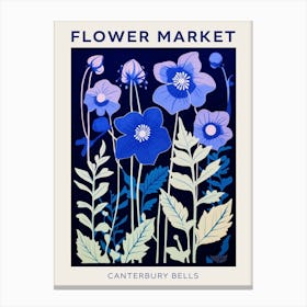Blue Flower Market Poster Canterbury Bells 4 Canvas Print