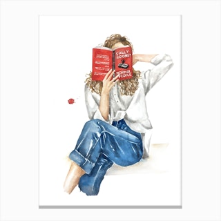 Woman Reading Book Normal People By Sally Rooney Canvas Print