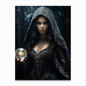 Witch With A Crystal Ball Canvas Print