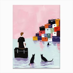 Cat In The Water 5 Canvas Print