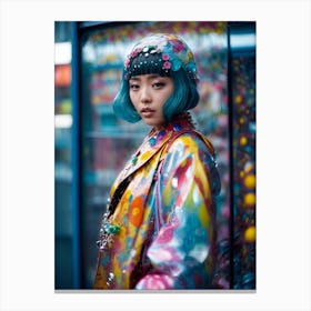 Asian Girl In Colorful Outfit Canvas Print