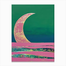 Moon And Waves Canvas Print