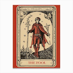 The Fool Tarot Card, Vintage 0 Canvas Print