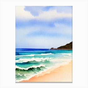 Burleigh Heads Beach, Australia Watercolour Canvas Print