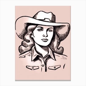 Cowgirl Portrait Pink 3 Canvas Print