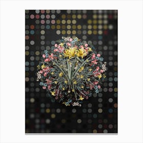 Vintage Golden Hurricane Lily Flower Wreath on Dot Bokeh Pattern Canvas Print