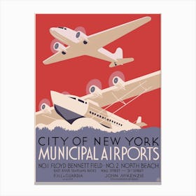 City Of New York Municipal Airports Poster Harry Herzog Canvas Print