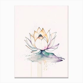 Sacred Lotus Minimal Watercolour 4 Canvas Print