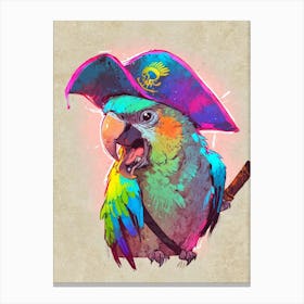 Parrot With A Pirate Hat Squawking Canvas Print