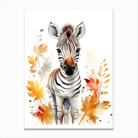 A Zebra Watercolour In Autumn Colours 1 Canvas Print