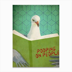 Cute Pigeon Bird Animal Funny Toilet Bathroom Humor Cheeky Laundry Canvas Print