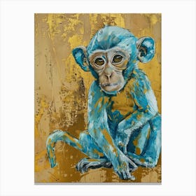 Baby Monkey Gold Effect Collage 3 Canvas Print